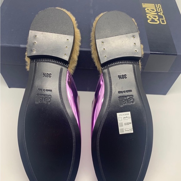 Roberto Cavalli Faux Fur Metallic Mules Pink - Picture 3 of 9